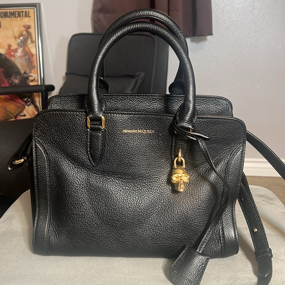 Alexander McQueen Black Satchel with Gold Skull Hardware - Perfect condition